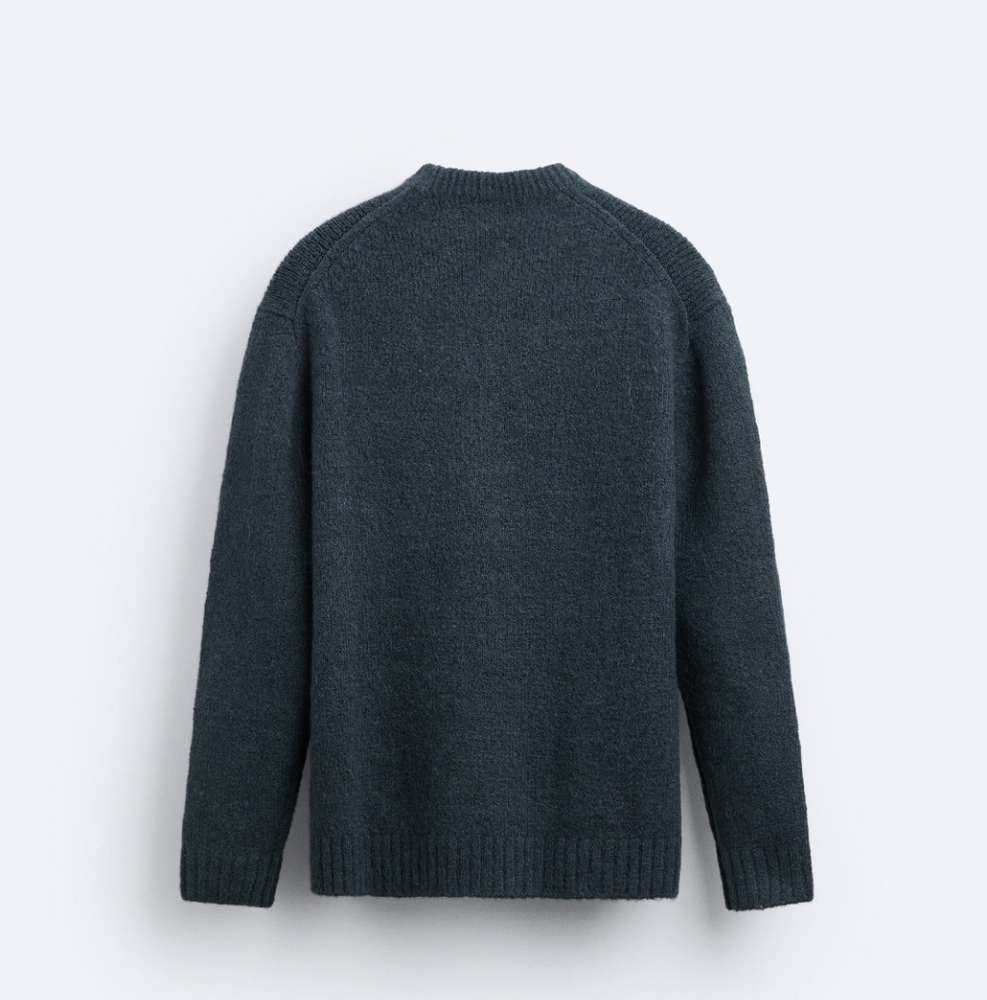 TEXTURED KNIT SWEATER BLUE SIZE M - Picture 6 of 7